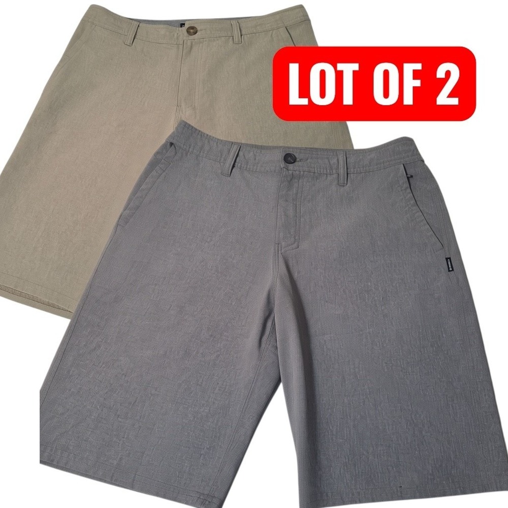 O'Neill Hybrid Shorts Men 32 Tan Grey Lot of 2 Walk Shorts Stretch Quick Dry